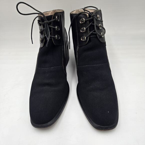 Vintage Via Spiga Boots Size 10 Black Lace Up Leather Italy Rare READ Victorian - Picture 2 of 9